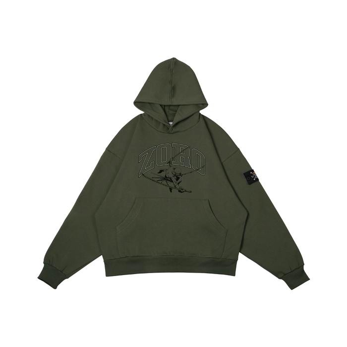 SALE W.Essentiels x One Piece Santoryu Zoro Oversize Hoodie Olive