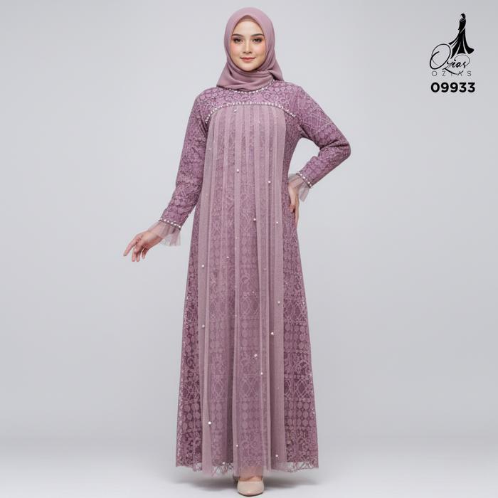 GAMIS OZIAS BRUKAT FIMELA 09933 I Gamis Kondangan Jumbo I Fashion Muslimah I Jumbo LD 120 140 Panjan