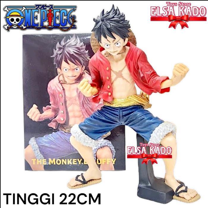 Action Figure One Piece Luffy Squatting Position Besar Tinggi 22cm