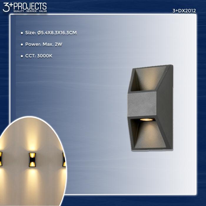 Lampu Dinding Outdoor Wall Lamp 3+DX2012 Hitam