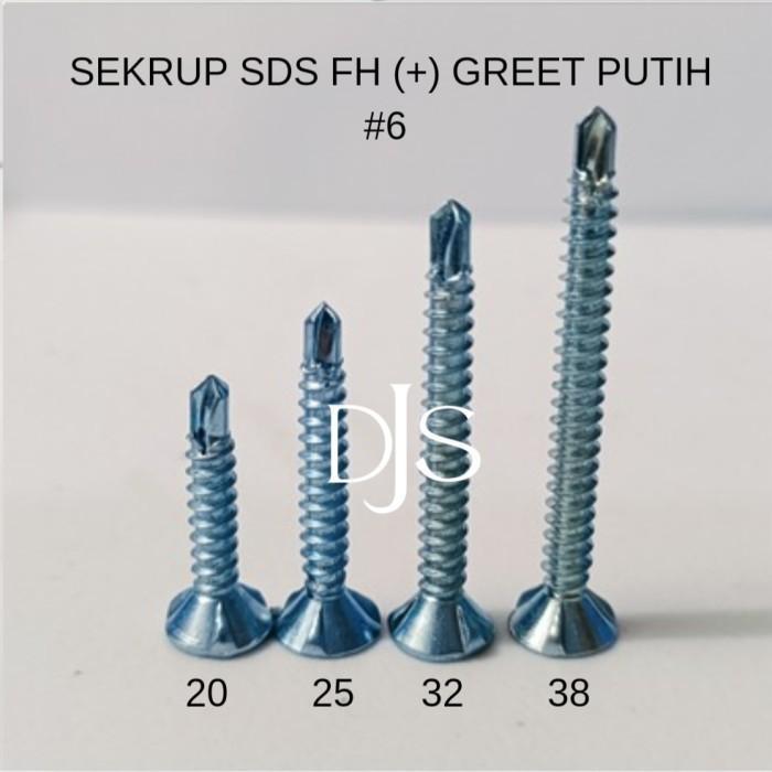 NEW 100PCS SDS FH (+) GREET PUTIH SEKRUP SDS FH (+) GRC #6 LION KALSI CARLSI DRILLING SCREW