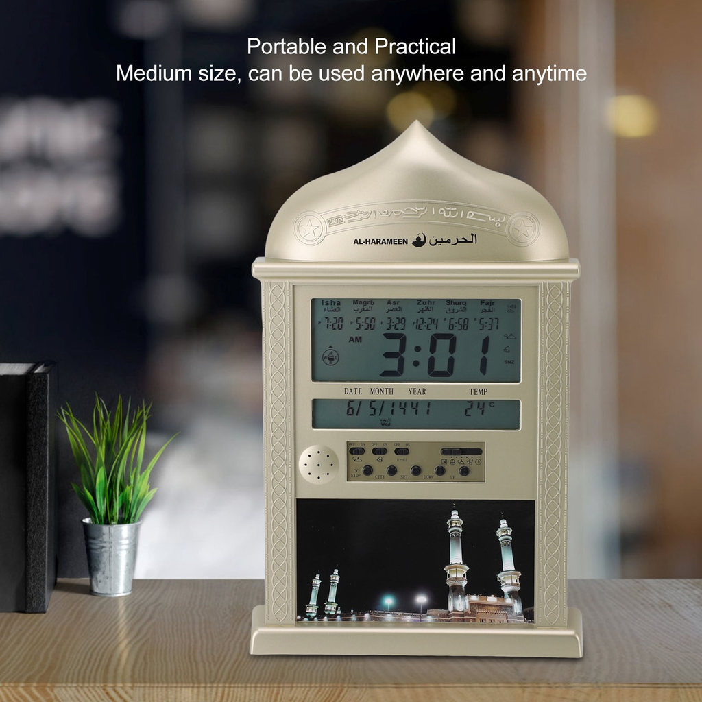 Terbaik Calendar Wall Clock Digital Azan Mosque Clock Calendar Alarm Clock Multifunction Wall Clock 