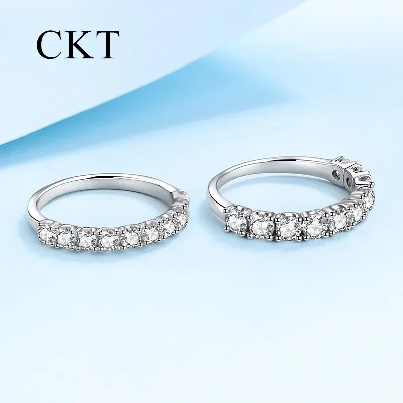 CKT Luxury Beautiful 18K White Gold 0.6ct/1ct Moissanite Ring for Women Platinum Pt950 Fine Jewelry