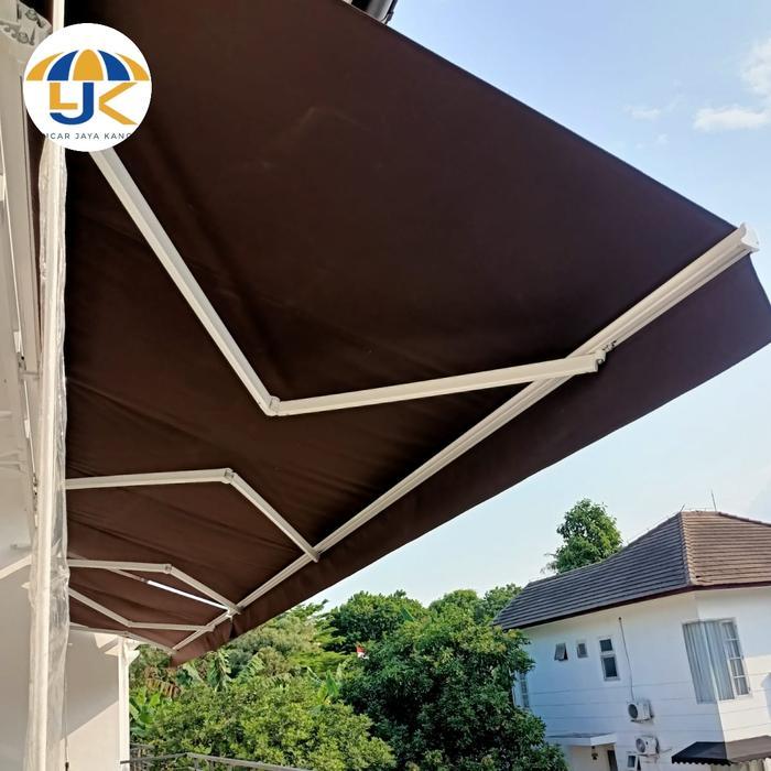awning gulung atap canopy buka tutup otomatis jakodetabek