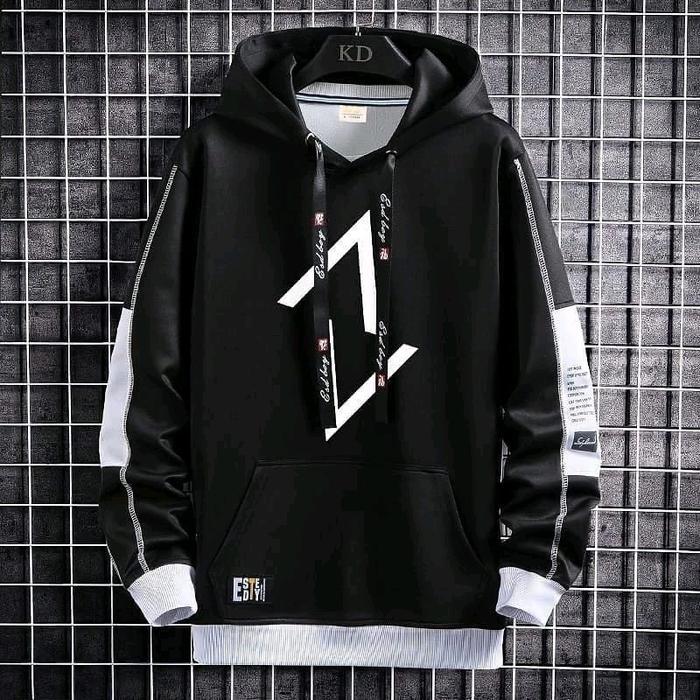 Sweater Hoodie AV Pria Wanita Bahan Fleece Lembut Hoodie Distro - Hitam, L