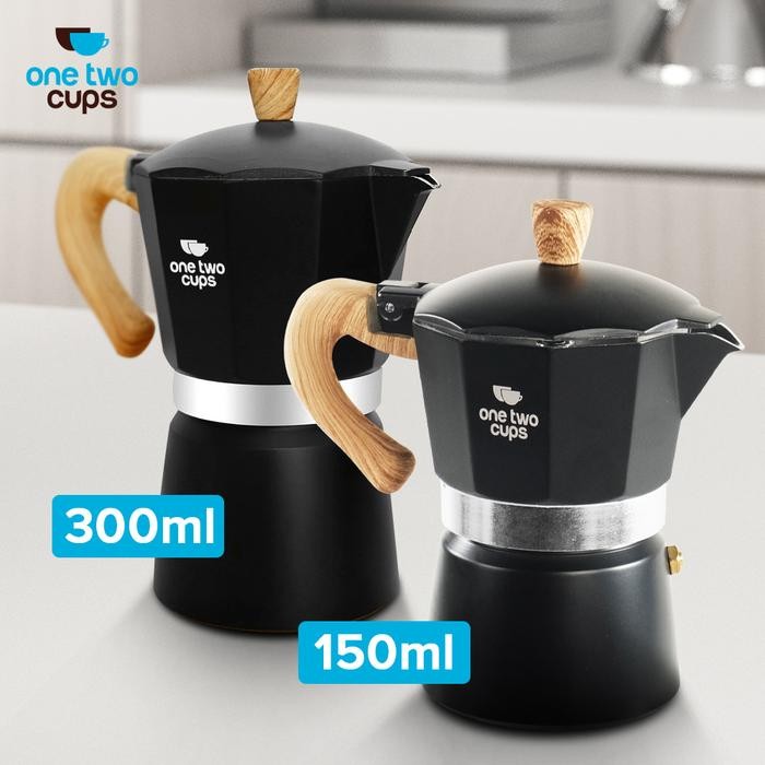 

ONE TWO CUPS MOKA POT 6 CUPS ESPRESSO COFFEE MAKER HITAM