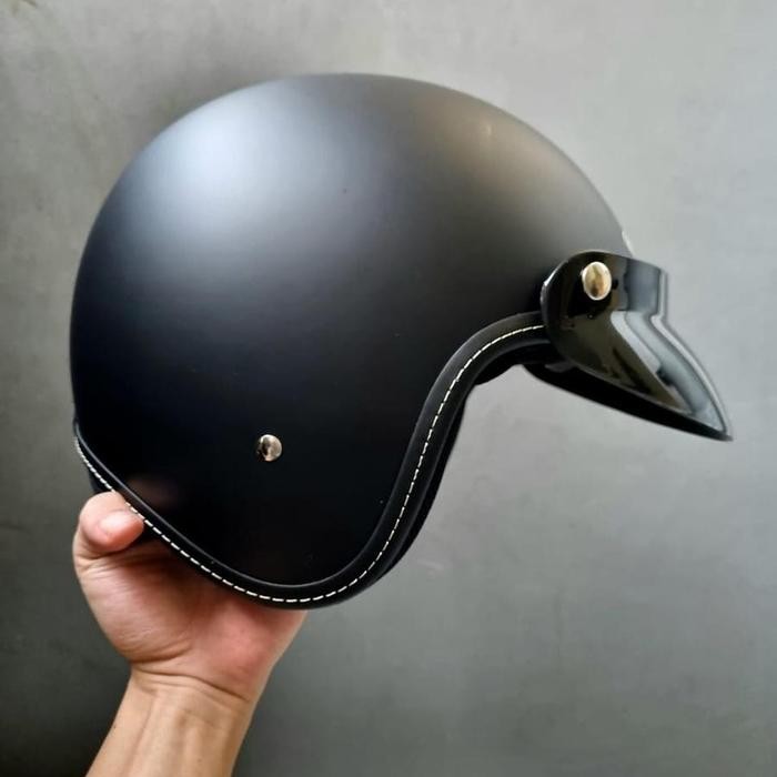 Terlaris Helm Zeus Zs388A Matt Black Classic Retro Double Visor Dan Pet