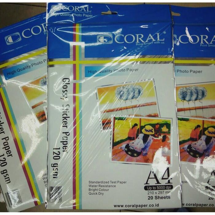 

Pilihan- Stiker Glossy Paper 120G Coral