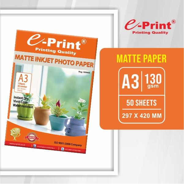 

Pilihan- Kertas Foto Matte Doff Inkjet A3 130Gsm 50Lembar E-Print