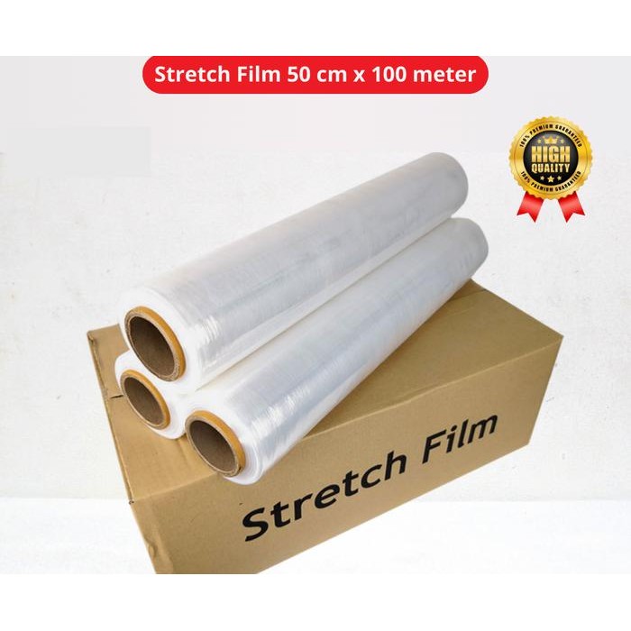 

Pilihan- Plastik Wrap/Wraping/Strech Film 50Cm X 100Mtr Per Roll Besar Bening Tali Merah