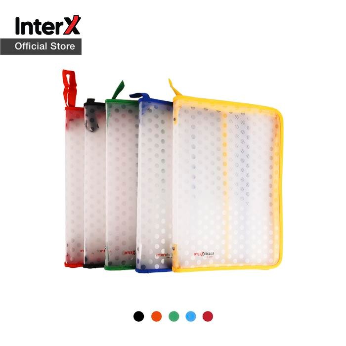 

InterX Folder Zipper Bag Polkadot / Map Resleting Jaring Tempat Arsip Dokumen Folio (F4)