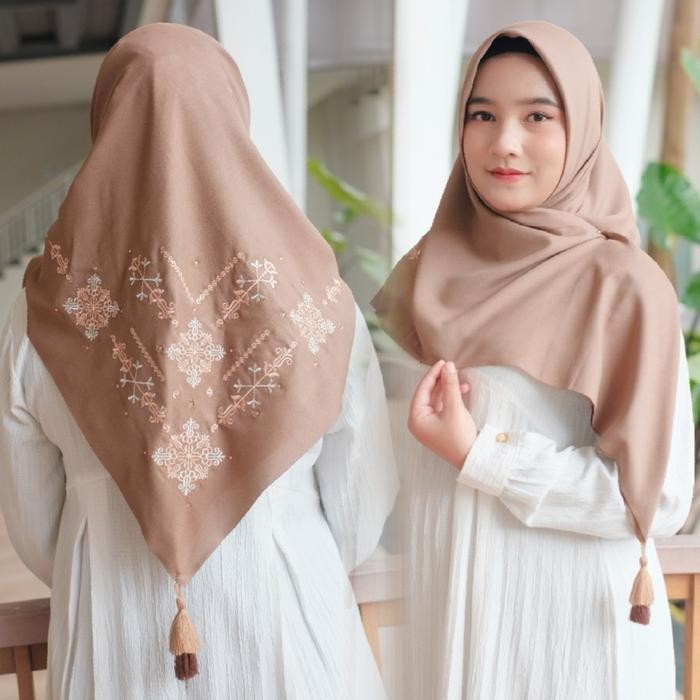 ASLI segi empat bordir sulam batik bandul tasel payet Mewah Voal Lembut Pesta Jilbab Muslim Tebal