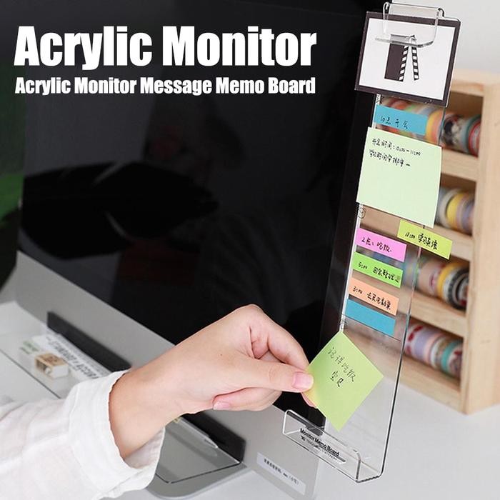 

1PCS Acrylic Monitor Message Sticky Note Memo Board Transparent Tabs School Office Computer Screen