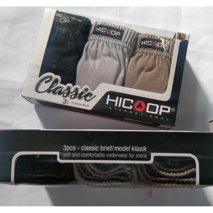 CELANA DALAM PRIA ISI 3PCS BAHAN KATUN SIZE M L XL MEREK HICOOP