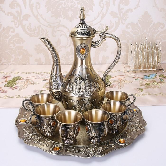 Cangkir Teko Set Turki Arab Tea Set Pot Persia Teko Zamzam Aluminium