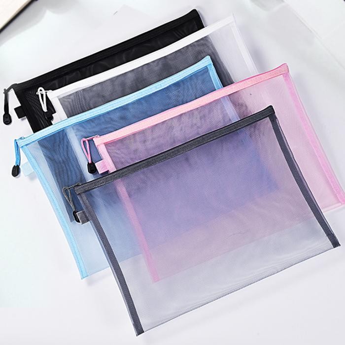 

New BISA COD S6245 Pouch Alat Sekolah Transparan / Zipper Bag Map Jaring Peralatan Stationery