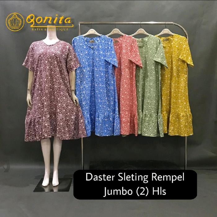DASTER Pendek Resleting JUMBO BATIK HALUS PEKALONGAN QONITA SELUTUT LD 125 PB 110 Tebal bawah rempel