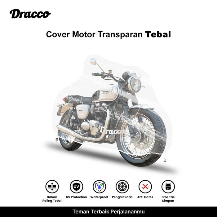 DRACCO cover motor TRIUMPH waterproof tebal transparan bening premium sarung motor TRIUMPH