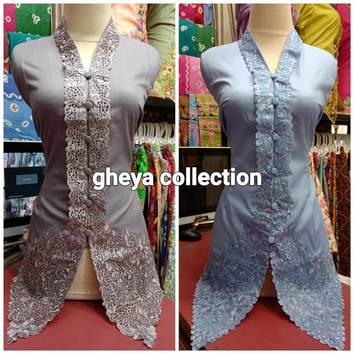 atasan kebaya encim bordir polos lengan panjang / kebaya encim polos Seragam Wanita