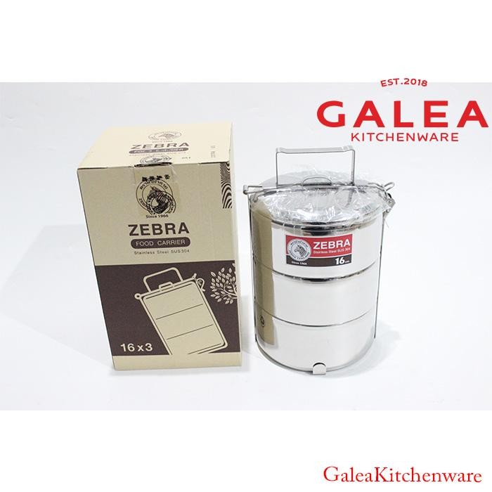 Rantang Susun 3 Stainless / Rantang Zebra / Rantang Stenlis Tebal 16X3 Food Carrier Zebra 150163