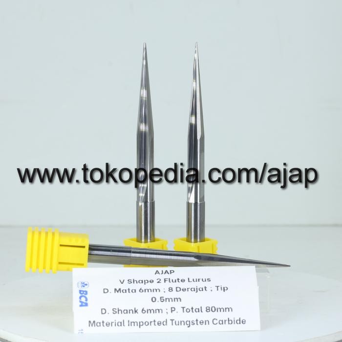 Cuci Gudang Mata Router V Bit 2F 6Mm 8 Derajat Slot Double Edge Akrilik Plastik