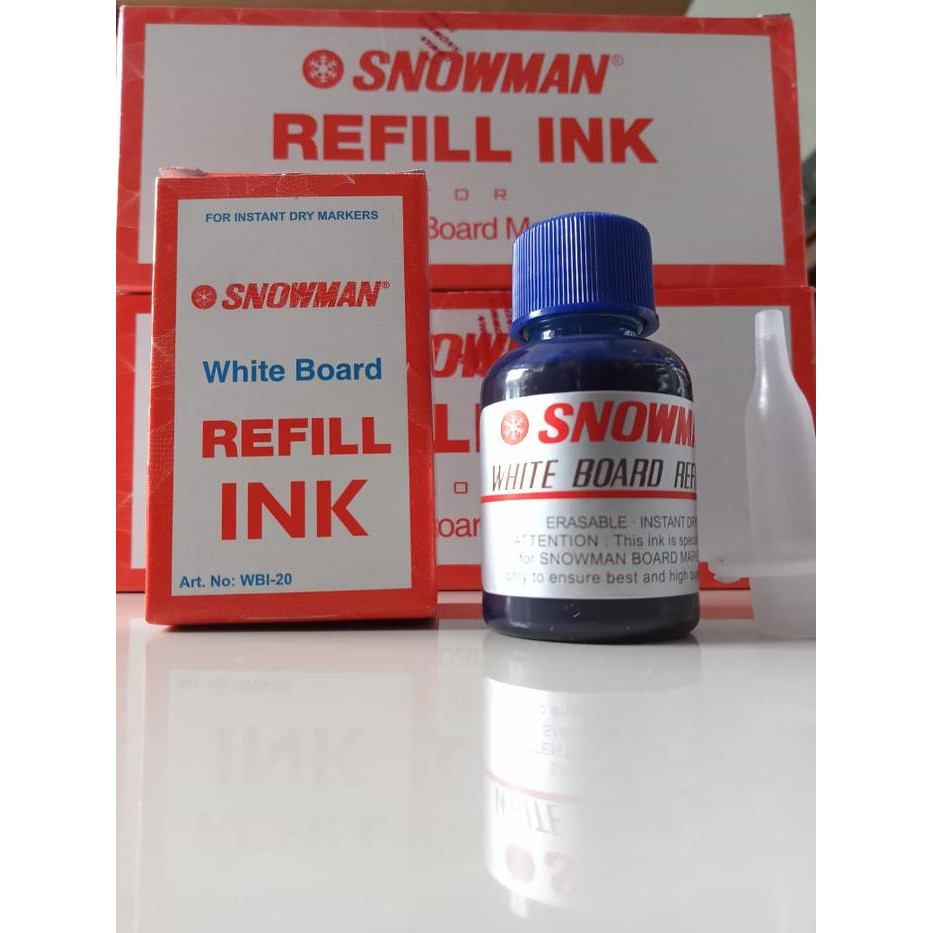 

OJ Isi / Refill Tinta Spidol White Board Snowman Hitam, Biru, Merah / Box Isi 12 Biru Plastik