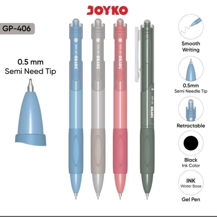 

OJ Gel Pen / Pulpen Gel Joyko GP-406 (12pcs)