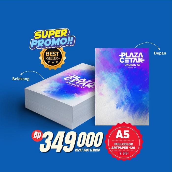 

OJ Cetak Brosur Ukuran A5 Kertas Artaper 120 gsm Cetak 1000 Lembar atau 2 Rim - 2 Sisi