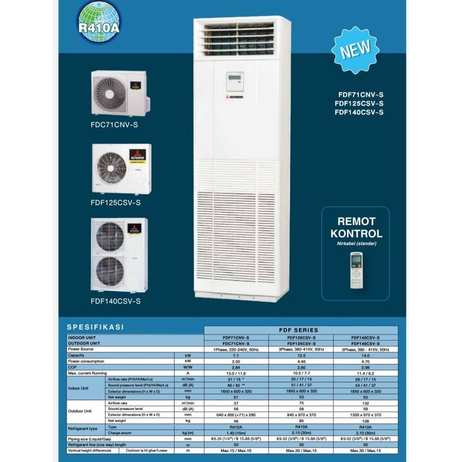 Promo Ac Mitsubishi 3 Pk Floor Standing- Fdf 71 Cnv S New Model