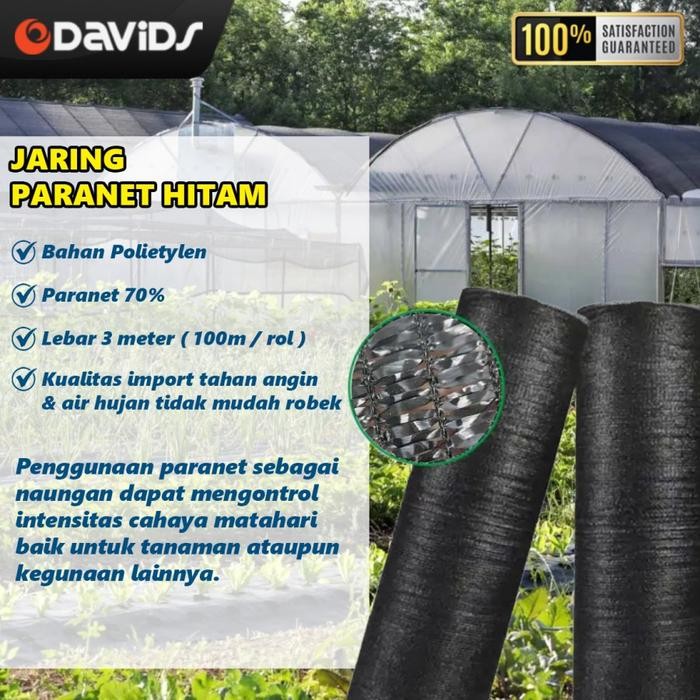 RJ Paranet 75% Nylon Waring Jaring Tanaman Sun Shade Lebar 3 Meter Hitam - Paranet Hitam