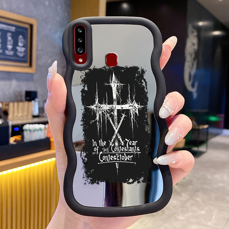 Casing Untuk Samsung A20s Case Casing Label salib Pola HP Cesing Macaron Kasing Mirror Silikon Softc