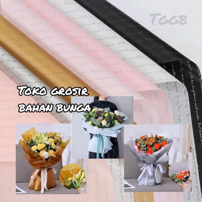 5 lembar Cellophane Quotes Waterproof - Kertas Buket Motif