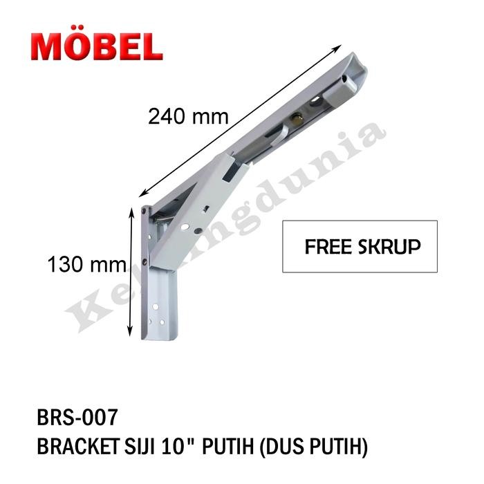 10" 25cm Putih Bracket Penyangga Rak Siku Dinding Meja Lipat Shelf