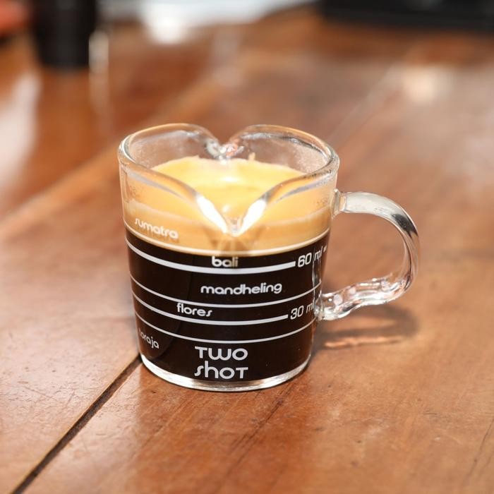 FCR0  Latina Myna Double Mouth Two Shot Glass Cup - Indonesia Coffee Origin