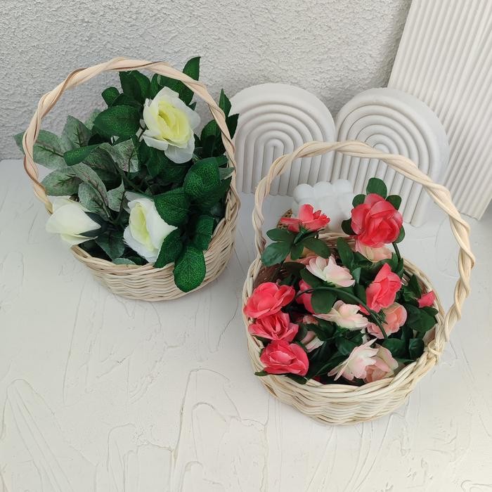 Keranjang Rotan Jinjing - Keranjang Tabur Bunga Kecil - Dekorasi Pernikahan - Keranjinan Anyaman