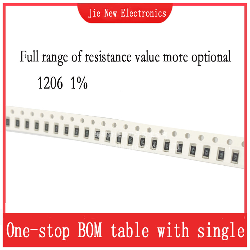 IMPORT 100pcs 1206 1% SMD Resistor 0R-10M 0.1R 0.22R 0.5R 1R 10R 33R 47R 1K 2.7K 1.5K 5.6K 10K 47K