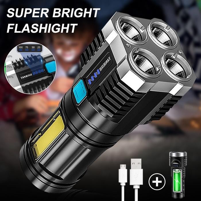 Senter LED 4 Mata 48W + 20W / Senter LED Chargeable / Senter Cas LED