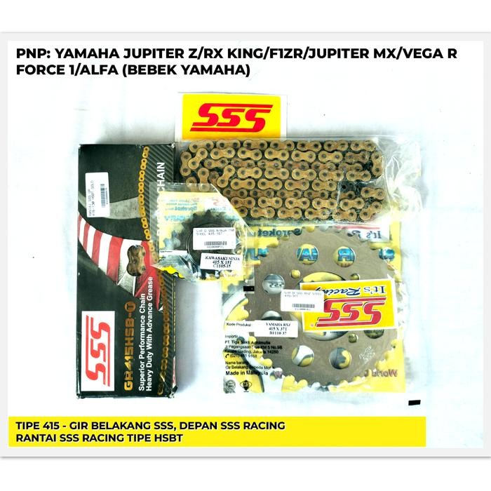 Gear Set 415 Full Sss Rx King Jupiter Z F1Zr Jupiter Mx Old/New Vega R Force 1 Ukuran Depan 13/14/15