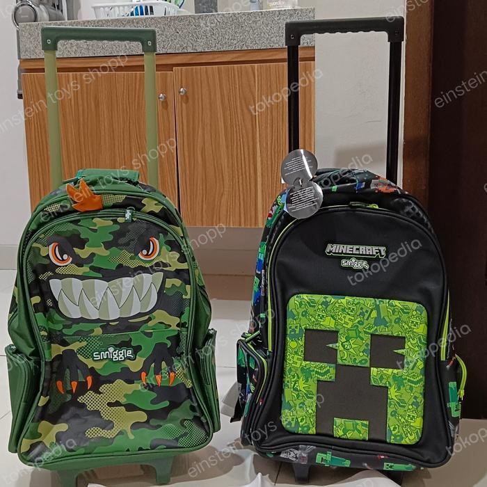 TERLARIS Smiggle Trolley Backpack craft - Dino Budz/Tas koper Anak SD/Kado READY STOCK