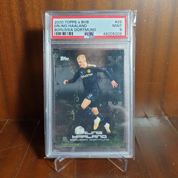 7q81 Kartu Bola Topps 2020 Erling Haaland Psa 9 Bvb Dortmund
