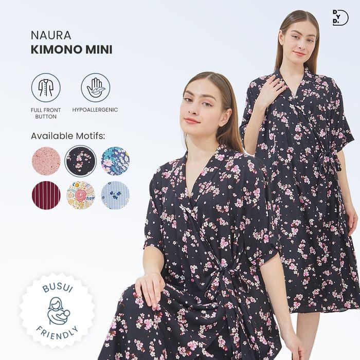 Dyd Label Naura Kimono Mini Daster Busui & Lahiran Friendly Bahan Rayon Premium Size Jumbo Dress Ibu