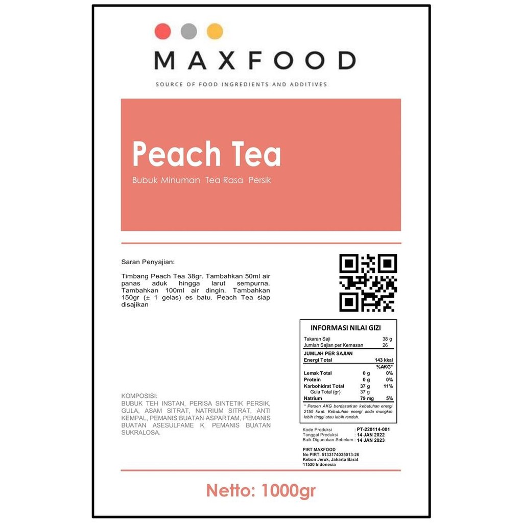 Super Peach Tea/ Bubuk Peach Tea/ Peach Tea Powder 1kg