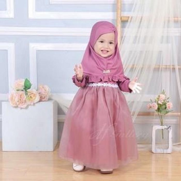 HARGA DISKON GAMIS BIANCA size EFG - baju anak gamis bayi dress balita baju lebaran anak brokat tile
