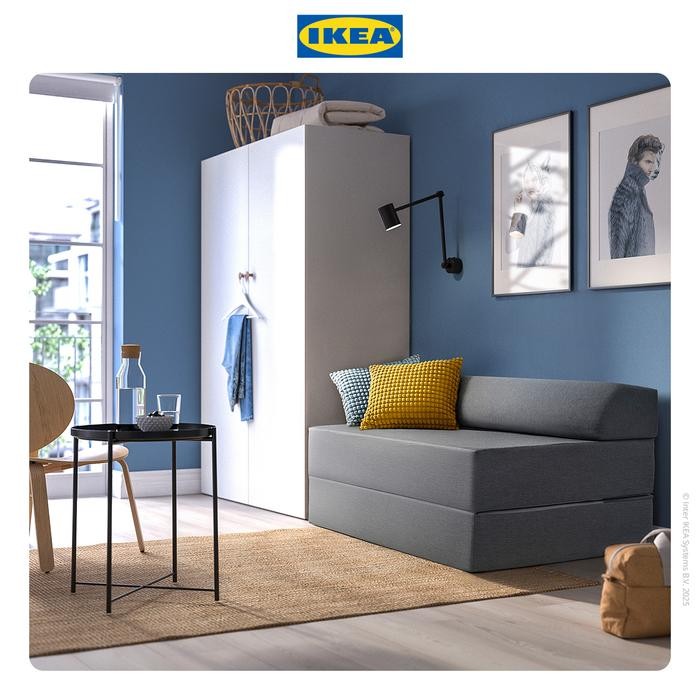 ed7f- Ikea Nykil Sofa Bed Abu-Abu Tua 2 Dudukan Furniture