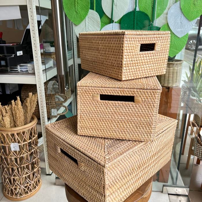 KERANJANG TUTUP ROTAN / KOTAK ROTAN TUTUP KERANJANG ROTAN TUTUP KTR01