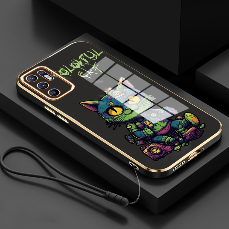 Casing Untuk OPPO Reno 6 4G Reno 6 5G Case Casing HP Softcase Tali gantungan berlapis silikon mewah 