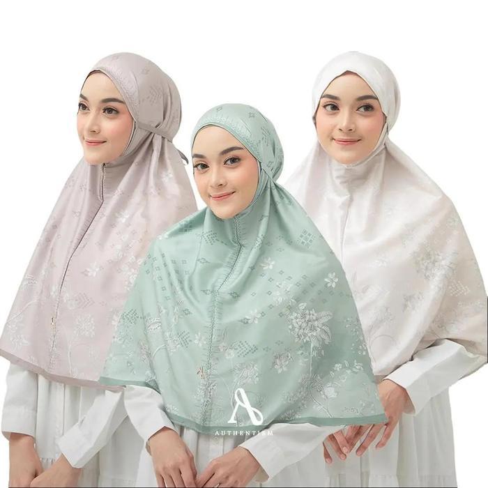 AUTHENTISM ID Janna Khimar Series - Kerudung Instant Silk Premium Motif Bunga Elegan