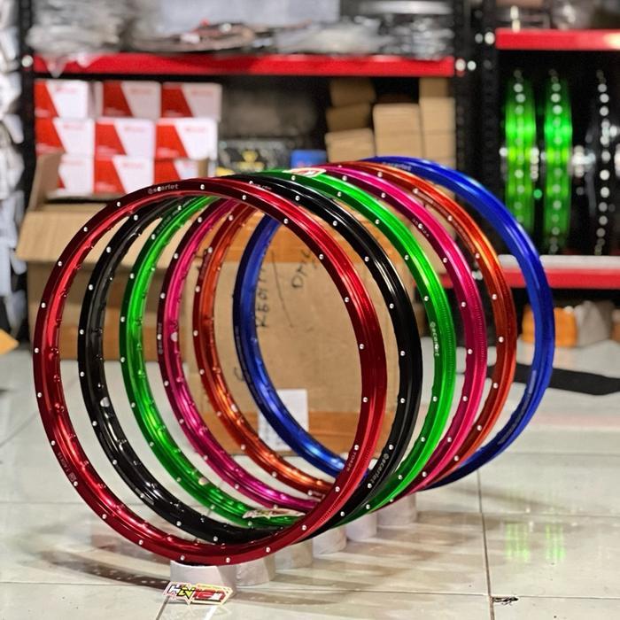1 Biji Velg Scarlet Ring 18 Motif Titik Titik / Velg Scarlet Custom Miling Titik Titik Ring 18 Pasti