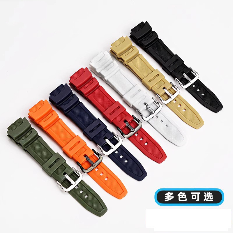 18mm Convex Rubber Strap For Casio AE-1000W/1200WH WSC-1250H/WS-1200H Solid Color Silicone Watch