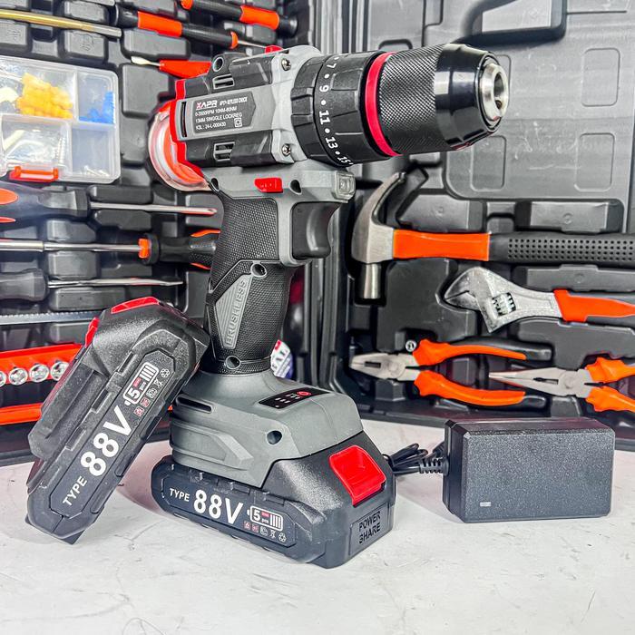 Orion Tools - Apr Raja Bor Brushless Type Ap17+ 13Mm Keyless Auto Lock 2Baterai 88Vf Lxt Mesin Bor